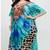 Multicolor digital printed stone work polyester crepe kaftan full- stitched - free size 