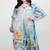 Multicolor digital printed stone work polyester crepe kaftan full- stitched - free size 