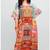Multicolor digital printed stone work polyester crepe kaftan full- stitched - free size 