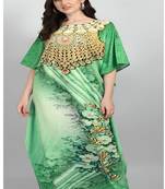 Multicolor digital printed stone work polyester crepe kaftan full- stitched - free size 