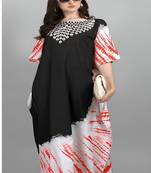 Multicolor digital printed stone work polyester crepe kaftan full- stitched - free size 