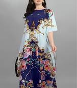 Multi digital print with stone work polyester crepe designer kaftan free size (m up to 3xl)