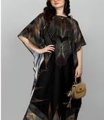 Multicolor digital printed stone work polyester crepe kaftan full- stitched - free size 