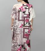 Multicolor digital printed stone work polyester crepe kaftan full- stitched - free size 