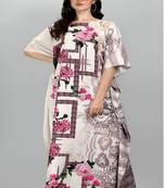 Multi digital print with stone work polyester crepe designer kaftan free size (m up to 3xl)