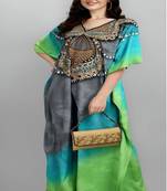 Multicolor digital printed stone work polyester crepe kaftan full- stitched - free size 