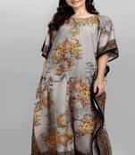 Multi digital print with stone work polyester crepe designer kaftan free size (m up to 3xl)