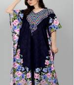 Multicolor digital printed stone work polyester crepe kaftan full- stitched - free size 