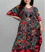 Multicolor digital printed stone work polyester crepe kaftan full- stitched - free size 