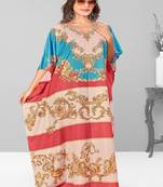 Multicolor digital printed stone work polyester crepe kaftan full- stitched - free size 
