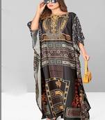 Multicolor digital printed stone work polyester crepe kaftan full- stitched - free size 