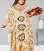 Multicolor digital printed stone work polyester crepe kaftan full- stitched - free size 