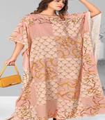 Multicolor digital printed stone work polyester crepe kaftan full- stitched - free size 