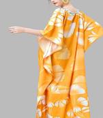 Multicolor digital printed stone work polyester crepe kaftan full- stitched - free size 