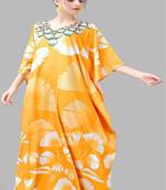 Multi digital print with stone work polyester crepe designer kaftan free size (m up to 3xl)