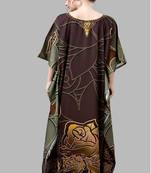 Multicolor digital printed stone work polyester crepe kaftan full- stitched - free size 
