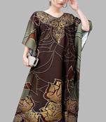 Multi digital print with stone work polyester crepe designer kaftan free size (m up to 3xl)