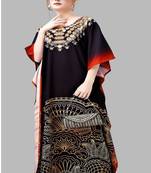 Multicolor digital printed stone work polyester crepe kaftan full- stitched - free size 