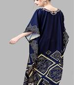 Multicolor digital printed stone work polyester crepe kaftan full- stitched - free size 