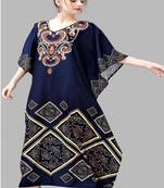 Multi digital print with stone work polyester crepe designer kaftan free size (m up to 3xl)