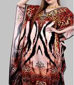 Multicolor digital printed stone work polyester crepe kaftan full- stitched - free size 