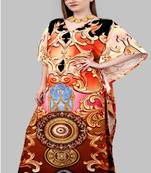 Multi digital print with stone work polyester crepe designer kaftan free size (m up to 3xl)