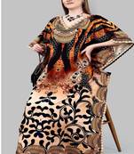 Multicolor digital printed stone work polyester crepe kaftan full- stitched - free size 