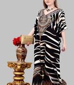 Multicolor digital printed stone work polyester crepe kaftan full- stitched - free size 