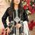 Black embroidered cotton semi-stitched pakistani salwar suit