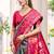 Grey & red pochampalli soft silk blend saree with traditional ikat pallu sari