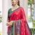 Red & mhendi green pochampalli soft silk blend saree with traditional ikat pallu sari