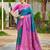 Teal blue pochampalli silk blend saree for women | wedding & festive wear saree