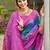 Teal blue pochampalli silk blend saree for women | wedding & festive wear saree