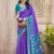 Violet pochampalli soft silk blend saree with traditional ikat woven pallu