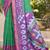 Sea green & violet pochampalli soft silk blend saree with traditional ikat woven pallu