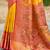 Yellow pochampalli silk blend saree for women | wedding & festive wear saree