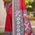 Royal red & grey pochampalli soft silk blend saree with traditional ikat woven pallu