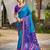 Blue pochampalli silk blend saree | traditional wedding & festive wear saree