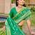 Exquisite light green & green pochampalli soft silk blend saree with grand ikat woven pallu