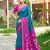 Teal blue pochampalli silk blend saree 
