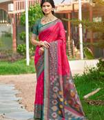 Pink pochampalli silk blend saree | elegant traditional wedding & festive wear saree