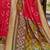 Exquisite red & mehendi green pochampally soft silk blend saree with grand ikat woven pallu