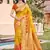 Yellow pochampalli silk blend saree | elegant traditional wedding & festive wear saree