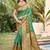 Green pochampalli silk blend saree | elegant traditional wedding & festive wear saree