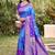 Blue pochampalli silk blend saree | elegant traditional wedding & festive wear saree