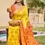 Yellow pochampalli silk blend saree | elegant traditional wedding & festive wear saree