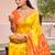Yellow pochampalli silk blend saree | elegant traditional wedding & festive wear saree