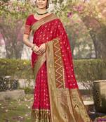 Red pochampalli silk blend saree | elegant traditional wedding & festive wear saree