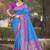 Blue pochampalli silk blend saree | elegant traditional wedding & festive wear saree