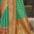 Green pochampalli silk blend saree | elegant traditional wedding & festive wear saree